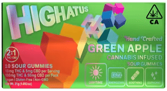 Highatus - Green Apple 2:1 THC:CBD Sour Gummies - Highatus - Green Apple 2:1 THC:CBD Sour Gummies