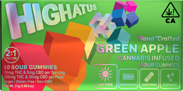 Green Apple 2:1 | Sour Gummies by Highatus - 100mg THC 50mg CBD
