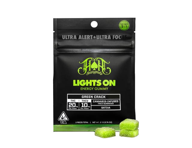 Heavy Hitters Gummies Lights On THC/THCV Gummies - Green Crack Sour Apple