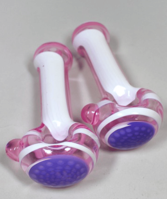 4.75" Pink Pipe with White Striped (24)