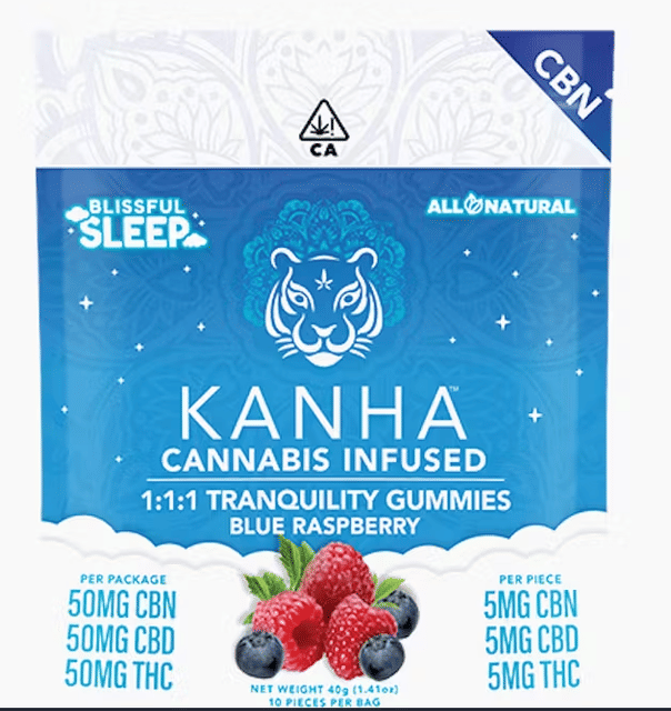 Tranquility Blue Raspberry 1:1:1 CBD:CBN:THC - 100mg Gummies - Tranquility Blue Raspberry CBN (I)