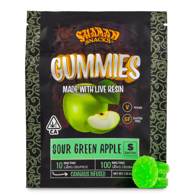 Sour Green Apple Live Resin Gummy - 100 mg - Sour Apple (S)
