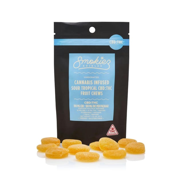 Sour Tropical Fruit | 1:1 CBD:THC | 100mg Gummies