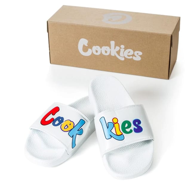 Cookies White Original Mint Logos Faux Leather Slides - 6M