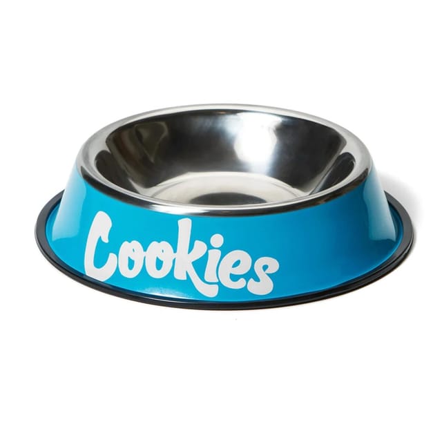 (Cookies Blue) Original Mint Powder Coated Stainless Steel Dog Bowl - Cookies Blue Dog Bowl