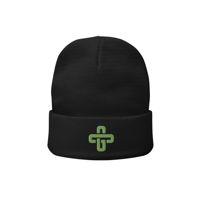 Embroidered Beanie - Black