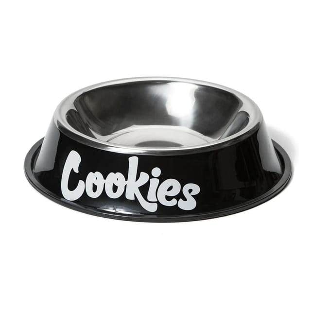 (Black) Original Mint Powder Coated Stainless Steel Dog Bowl - Black Cookies Dog Bowl