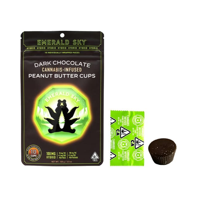 Dark Chocolate Peanut Butter Cups 100mg 10-Pack - 100mg Hybrid Chocolates