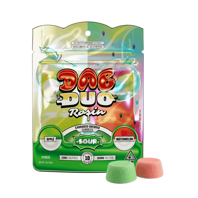 Sour Apple Watermelon Rosin Dab Duo Gummies 100mg