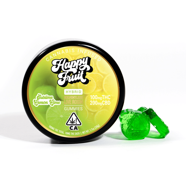 Happy Fruit - Sublime Lemon Lime Rosin 2:1 CBD:THC Gummies - Happy Fruit - Sublime Lemon Lime Rosin 2:1 CBD:THC Gummies