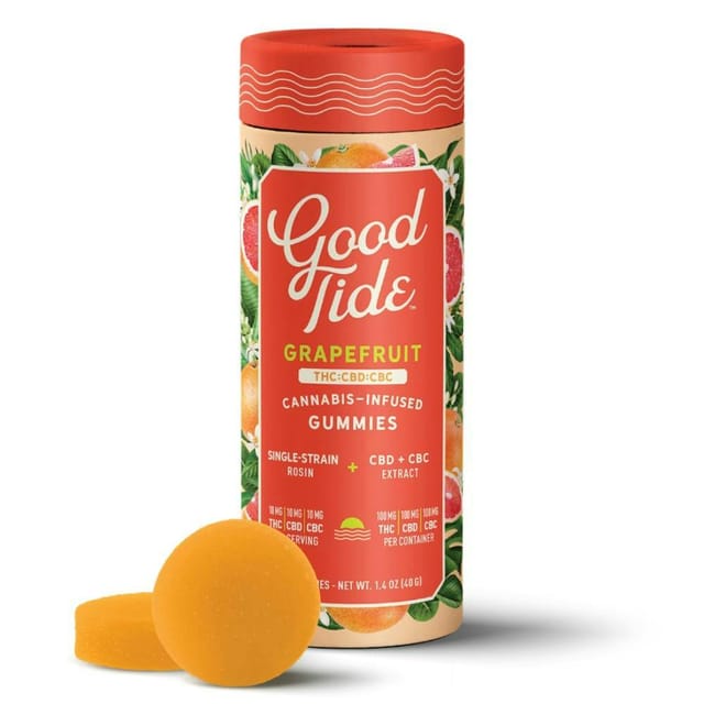 Good Tide: Grapefruit Solventless Hash Rosin Gummies | Blissful | 1:1:1 THC:CBD:CBC - 300mg