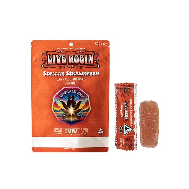 Stellar Strawberry | 10pk 100mg Live Rosin Gummies