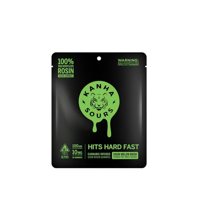 ***Sour Melon Rush - 100mg Rosin Sours - Gummy -