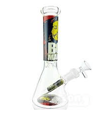 Large Graphic Design Water Pipe - Clear Blue