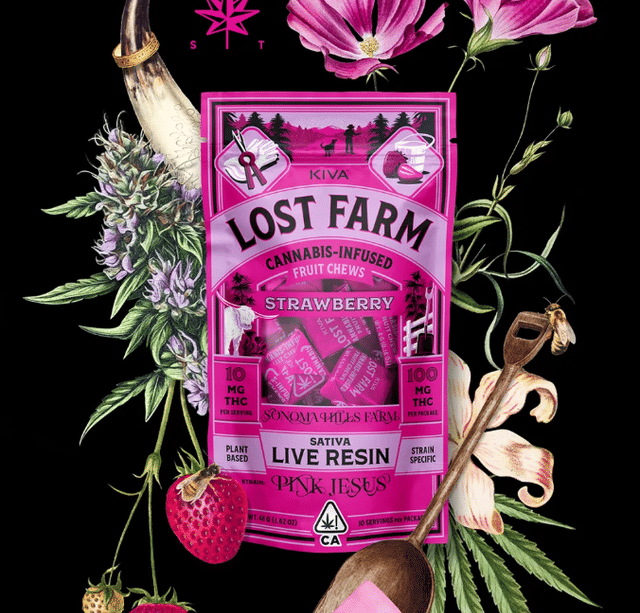Lost Farm Strawberry x Pink Jesus Live Resin Chews - 100mg