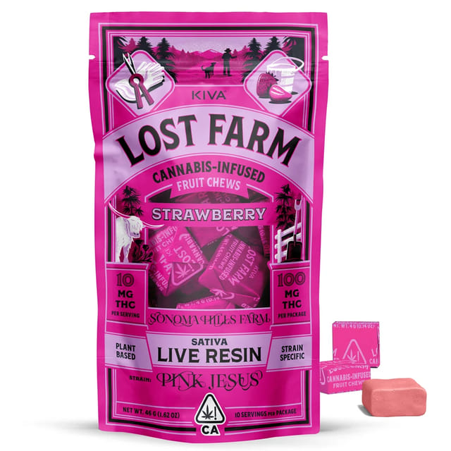 Pink Jesus Lost Farms Live Resin Fruit Chews - Strawberry (Pink Jesus)