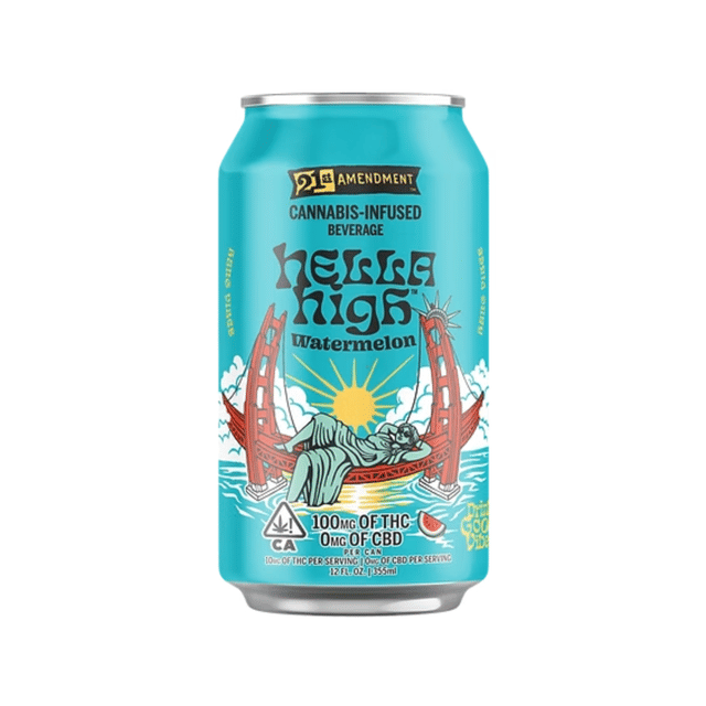 21st Amendment | Hella High Watermelon Beverage 12oz - 100mg