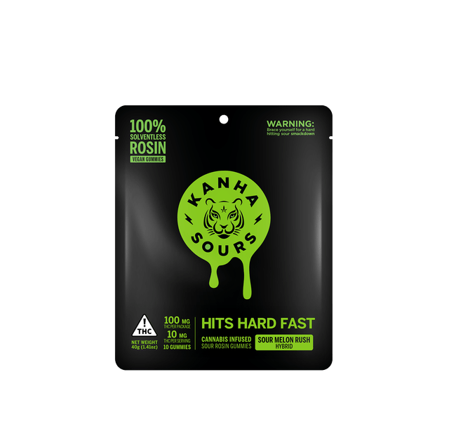 Solventless Rosin NANO Sour Melon Rush - 100mg Gummies - Sour Melon Rush Rosin 100mg (H)