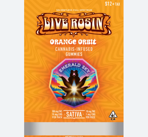 Orange Orbit Live Rosin 100mg Gummies