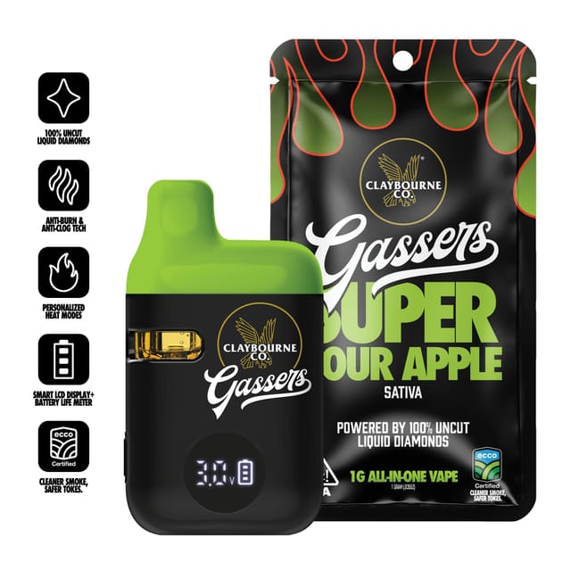 Gassers - Super Sour Apple 1g Liquid Diamonds AIO Vape