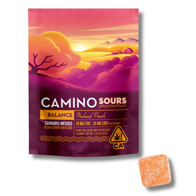 Single Sours Orchard Peach Gummy 1:1 10mg Camino