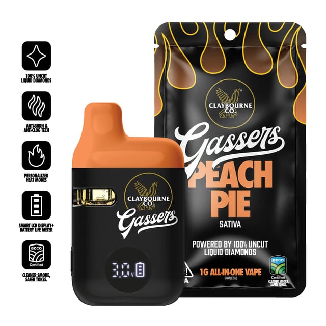 Claybourne Co: Peach Pie (S) "Gassers" Vape | Liquid Diamond Disposable - 1g