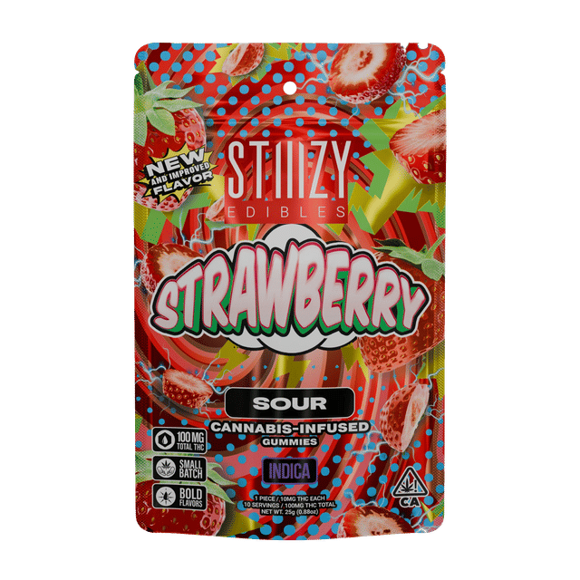 SOUR STRAWBERRY STIIIZY EDIBLES - 100MG GUMMIES