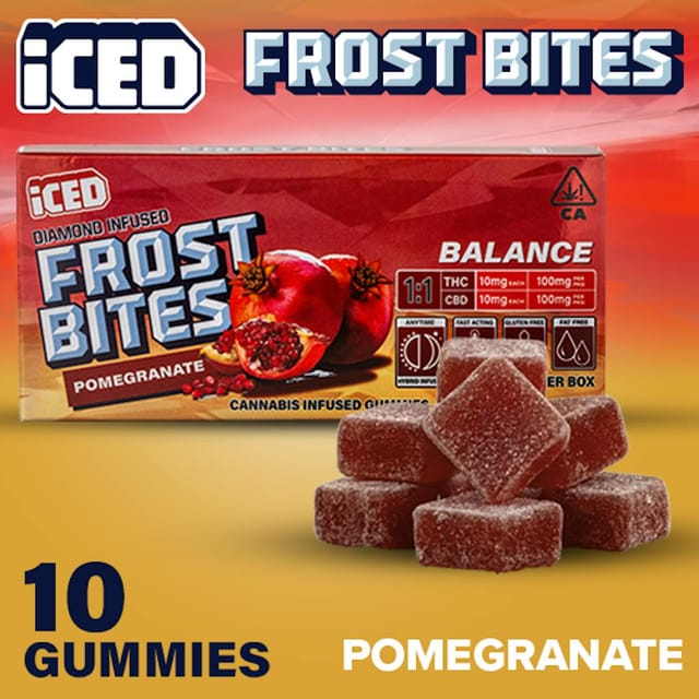 Pomegranate 1:1 THC/CBD - 100mg Diamond Infused Gummies - Hybrid Gummy