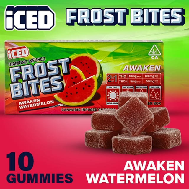Awaken Watermelon 2:1 THC/THCv - 100mg Diamond Infused Gummies - Sativa Gummy