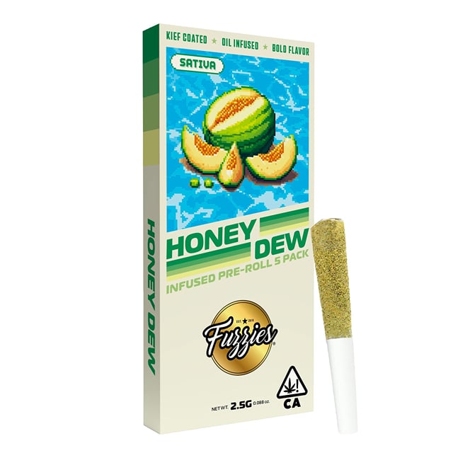 Fuzzies 5pk Kief Coated Prerolls - Honeydew