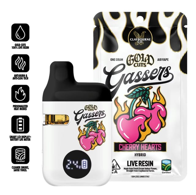 Claybourne - Cherry Hearts Live Resin AIO Gold 1g - Claybourne - Cherry Hearts Live Resin AIO Gold 1g