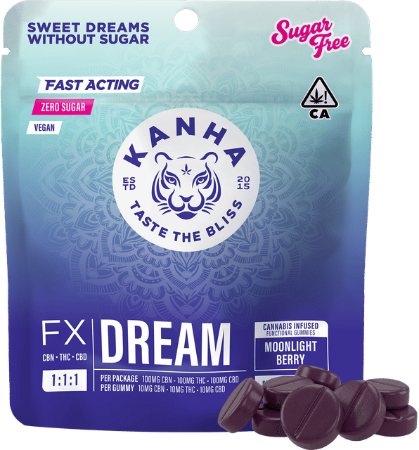KANHA: "DREAM" Moonlight Berry 1:1:1 Sleep Gummies (Sugar Free) - 100mg