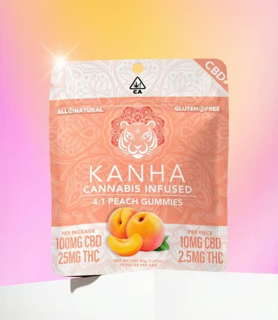 Kanha - Peach 4:1 CBD:THC 125mg Gummies - Kanha - Peach 4:1 CBD:THC 125mg Gummies