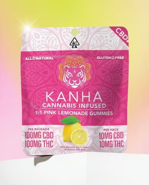 Kanha - Pink Lemonade 1:1 CBD:THC 200mg Gummies - Kanha - Pink Lemonade 1:1 CBD:THC 200mg Gummies