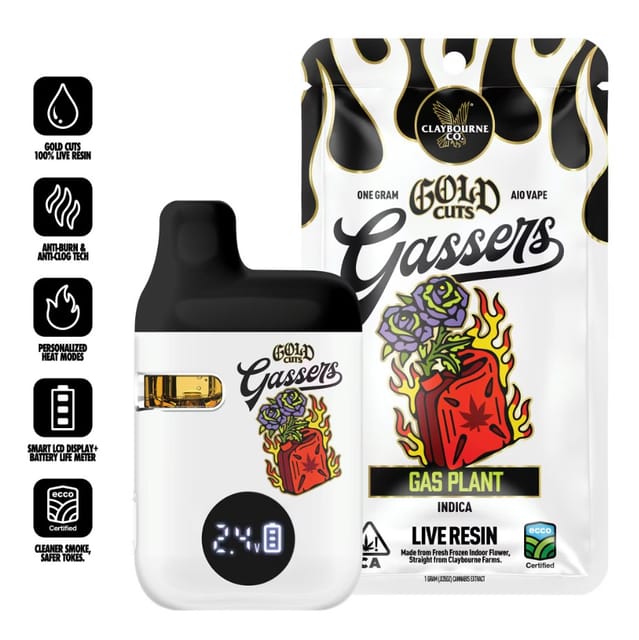 Claybourne - Gas Plant Live Resin AIO Gold 1g - Claybourne - Gas Plant Live Resin AIO Gold 1g