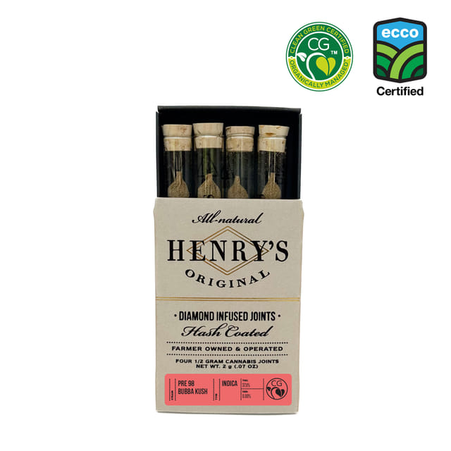 Pre 98 Bubba Kush - .5g Hash Coated Diamond Infused Pre-Rolls(4pk) - PR Pack - Indica