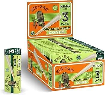 3pk - King Size Organic Hemp Cones - ZIG-ZAGS