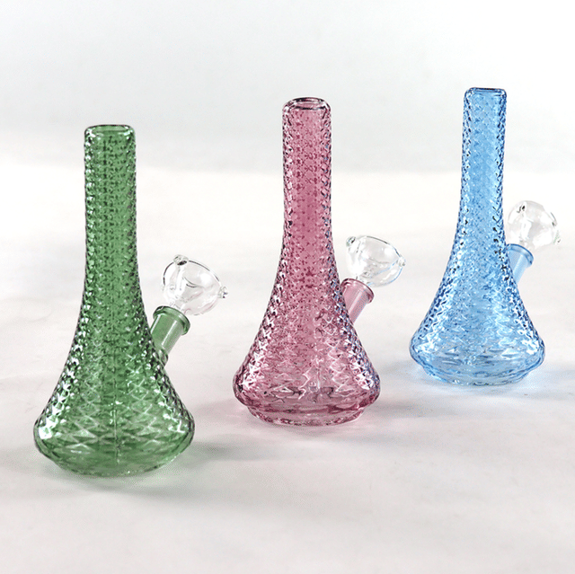 5.5" Vintage Diamond Glassware Beaker Bong & Flower Bowl (30)