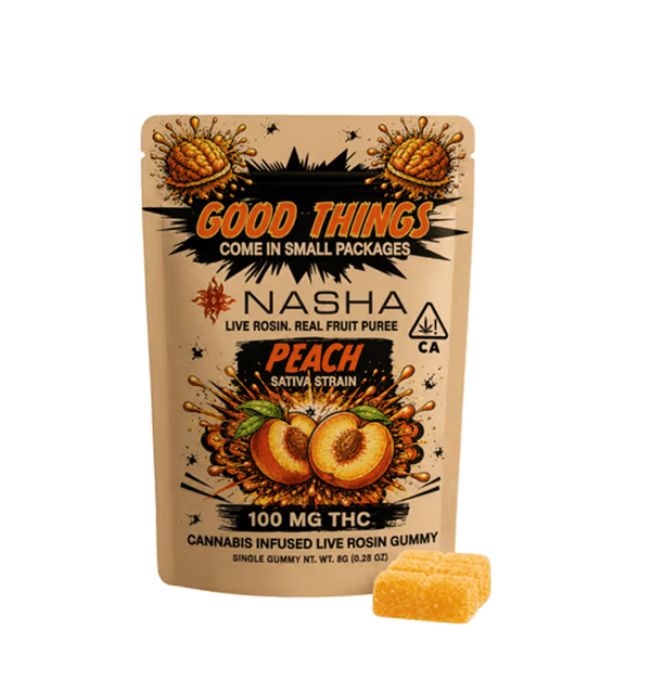 Moroccan Peaches(Peach) - 100mg Rosin Single Gummy - Single - Sativa