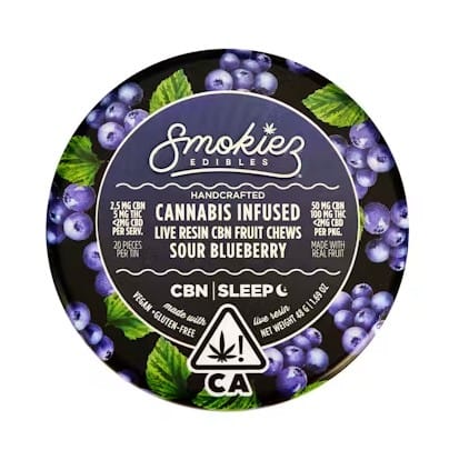 Smokiez - Live Resin Sour Blueberry Sleep 2:1CBN:THC 20 Pack 150mg - Smokiez - Live Resin Sour Blueberry Sleep 2:1CBN:THC 20 Pack 150mg