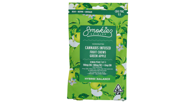 Smokiez - Green Apple 1:1 CBG:THC 200mg - Smokiez - Green Apple 1:1 CBG:THC 100mg