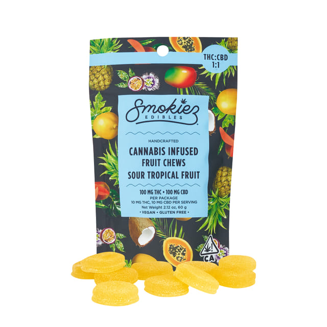 Sour Tropical 1:1 THC:CBD Fruit Chews - 10 Fruit Chews