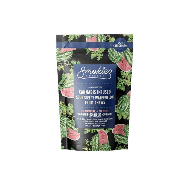 Blissful Sleep Sour Watermelon 2:2:1 CBD:CBN:THC Fruit Chews - 10 Fruit Chews
