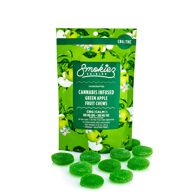 Sour Green Apple 1:1 THC:CBG Fruit Chews - 10 Fruit Chews